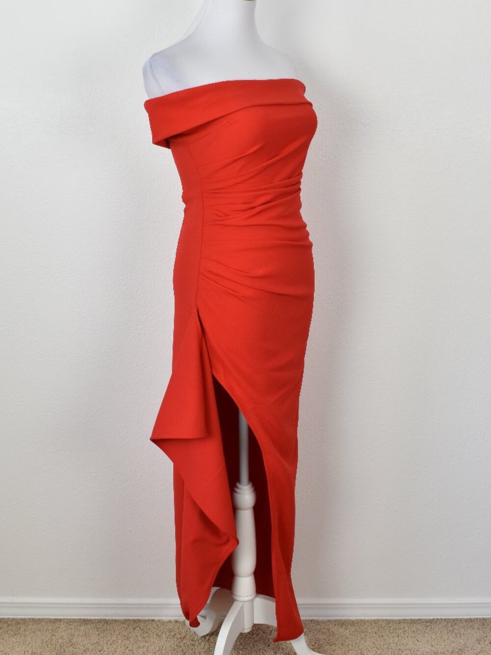 Saints & Secrets Cha Cha Off Shoulder Thigh Split Maxi Dress Red - S - Picture 8 of 10